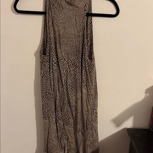 Bella Dahl Beige and Black Spotted Sleeveless Maxi Dress